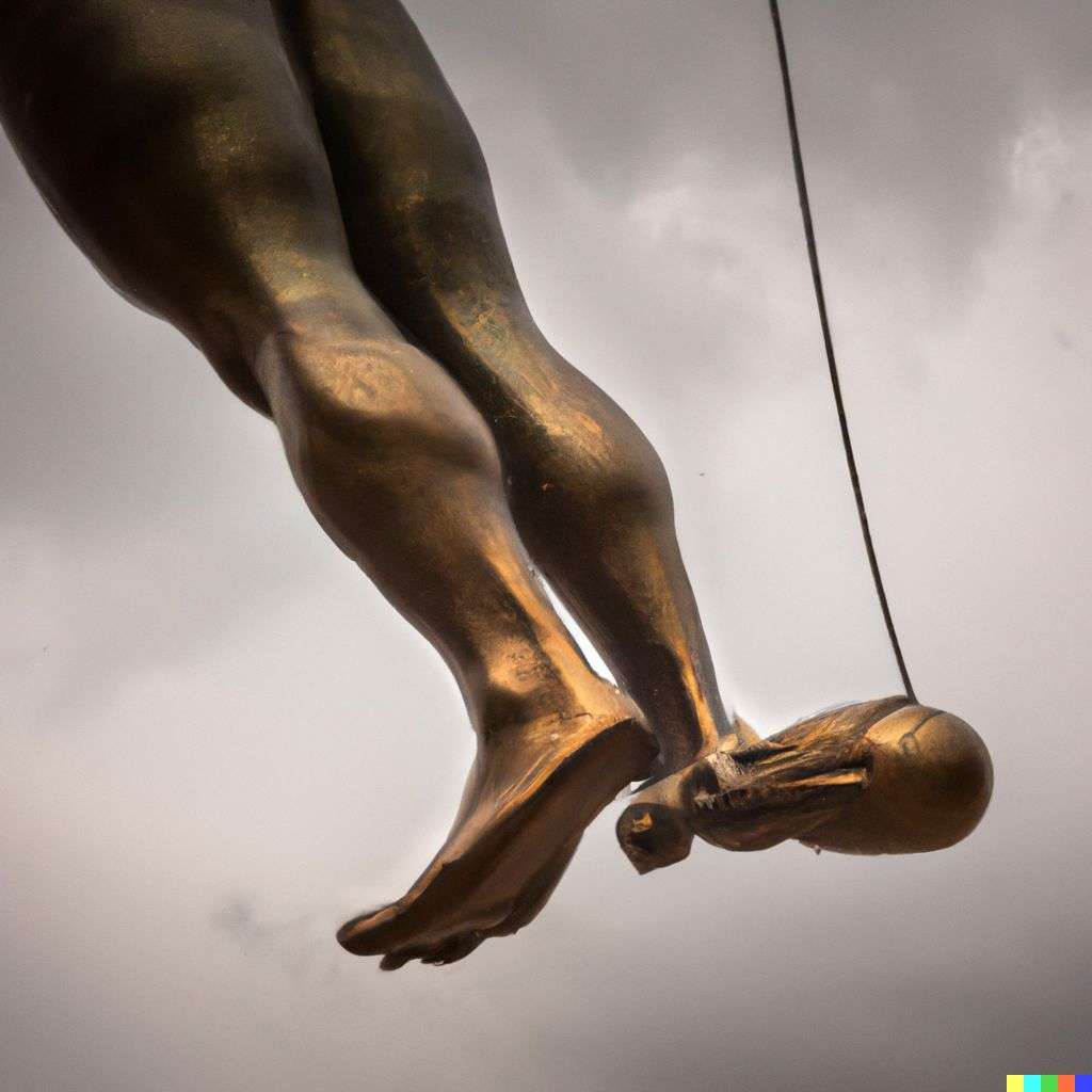 the discovery of gravity, bronze sculpture